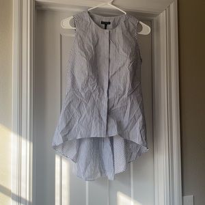 Intermix White with blue stripes sleeveless poplin Shirt/blouse